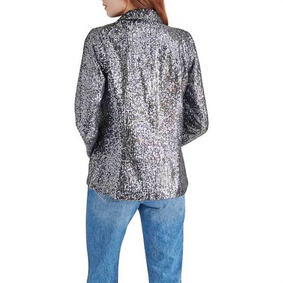 NEW STEVE MADDEN sequin payton blazer in silver - Picture 3 of 3